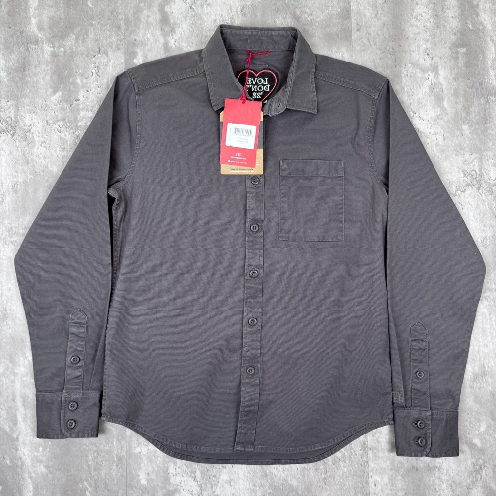 Topo Designs Dirt Shirt Mens Small Gray Long Sleeve Work Canvas Logo NWT